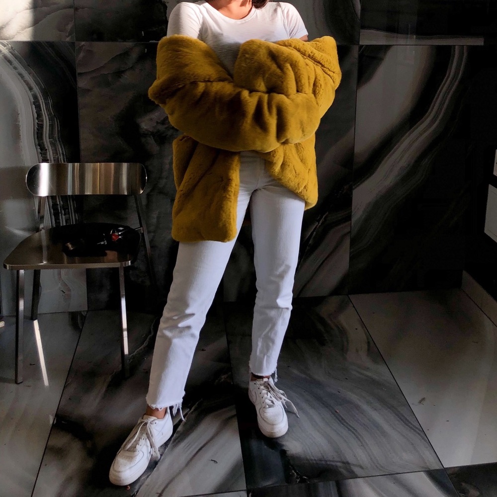 Yellow Faux Fur Coat